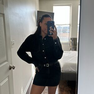 Zara Black Denim Mini Dress